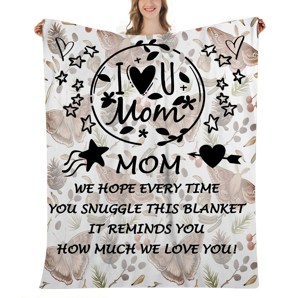 Mothers Day Gift Letter Blanket- Blanket with Throw Pillow Cover 32x48 inches,Outdoor Lap Throw,Lightweight Fuzzy Decor Blanket for Your Family,Super Soft Flannel Throw(#642,32x48'')A