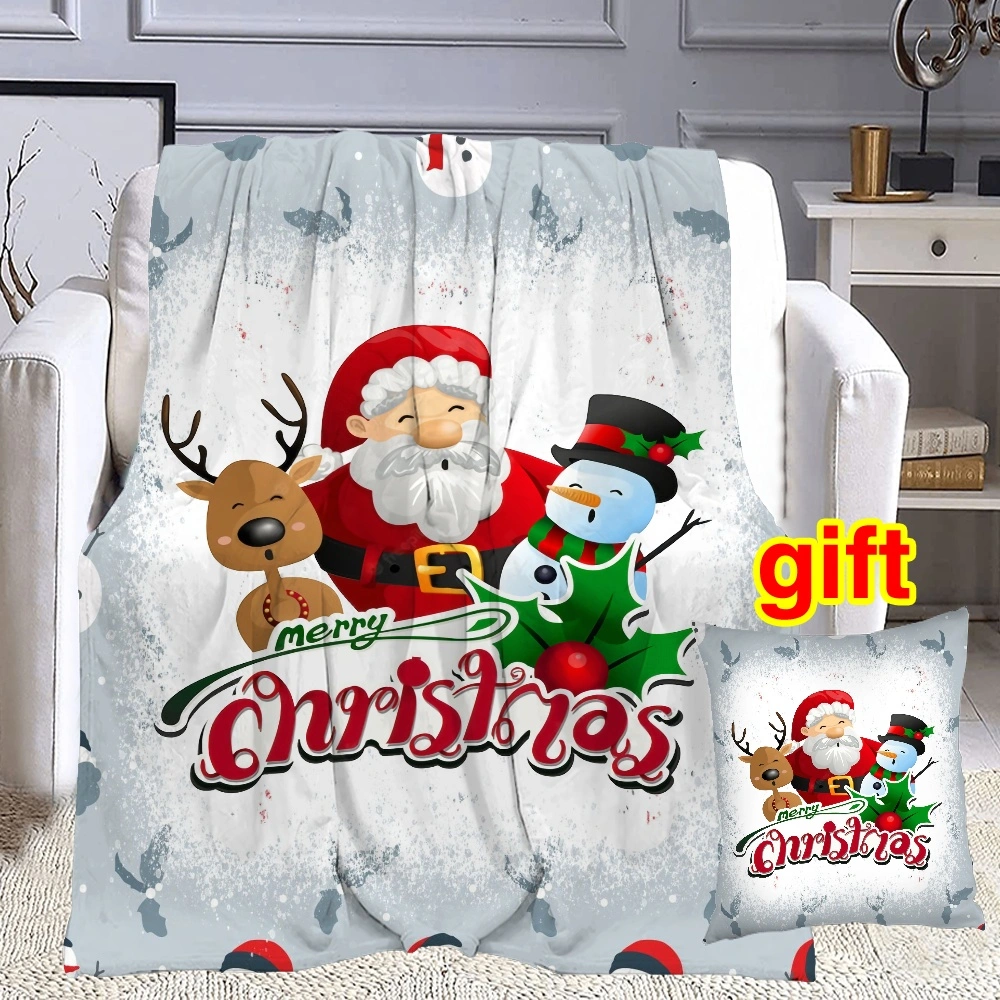 Merry Christmas Gift Blanket Flannel Fleece Throw, Super Soft Flannel Fleece Blankets and Throws Couch Bedding for Kids Adults Gifts 32x48 inches