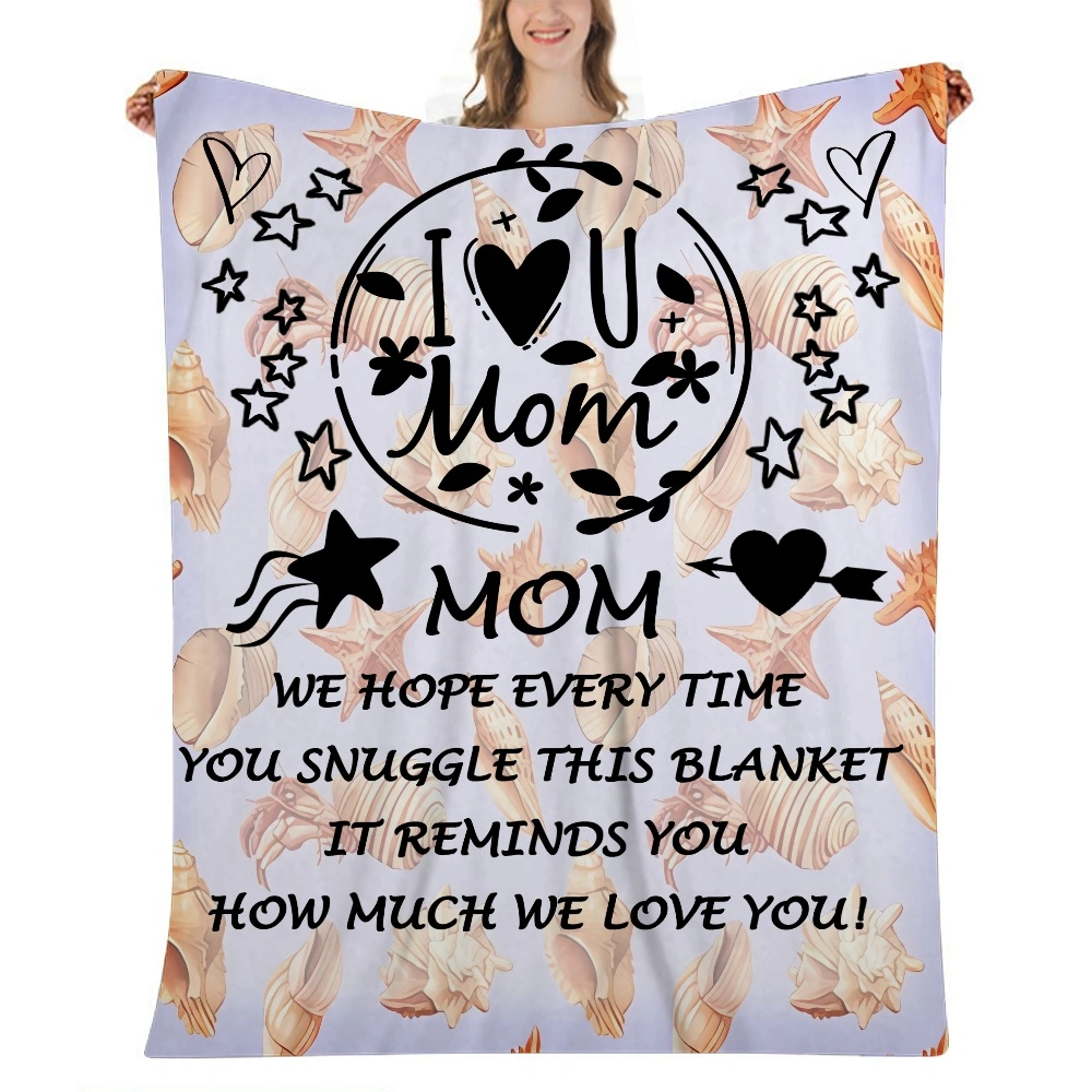 Mothers Day Gift Letter Blanket- Cute Pattern Blanket Soft Cozy Portable Fuzzy Throw Blankets for Sofa Bed - 32x48 inches(#546,32x48'')A