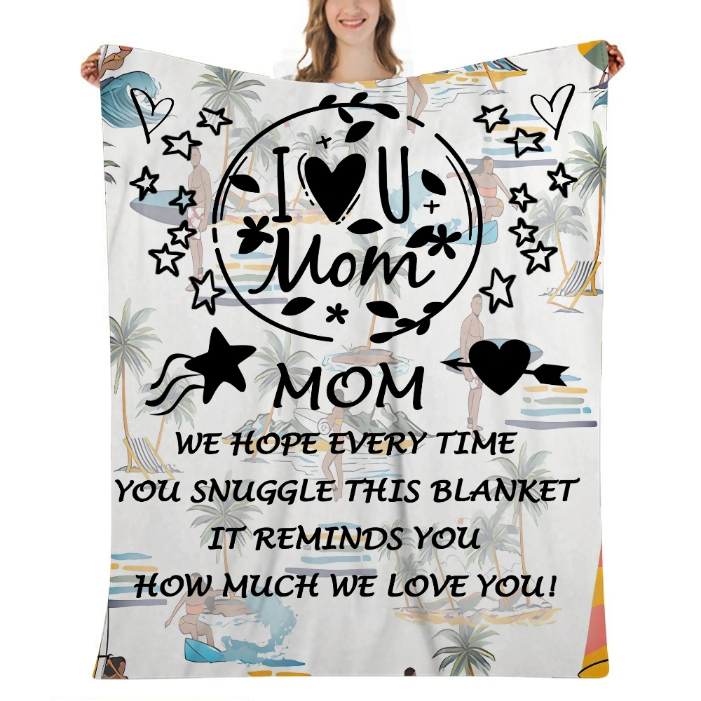 Mothers Day Gift Letter Blanket- Cotton Blanket 32x48 inches Soft Lightweight Breathable Bed Blanket Layering Any Bed for All Season(#571,32x48'')A