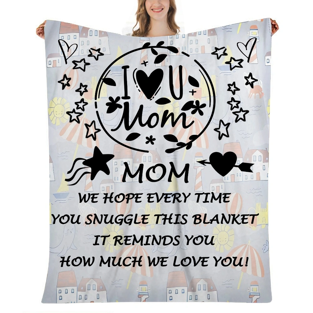 Mothers Day Gift Letter Blanket- Super Soft and Light Warm Comfortable Plaid Blanket for Bed Couch Fuzzy Flannel Throw Blanket,32x48 inches(#586,32x48'')A