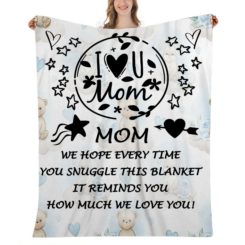 Mothers Day Gift Letter Blanket- Fleece Throw Blanket for Couch - Lightweight Plush Fuzzy Cozy Soft Blankets and Throws for Sofa,32x48 inches(#595,32x48'')A