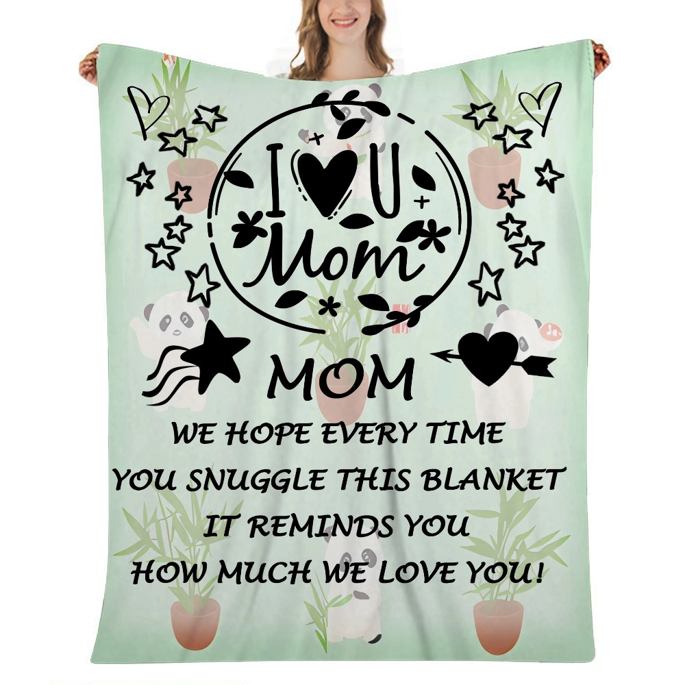 Mothers Day Gift Letter Blanket- Super Soft Throw Blanket Silky Flannel Fleece Leaves Pattern Lightweight Blanket All Season Use (Throw 32x48 inches)(#603,32x48'')A