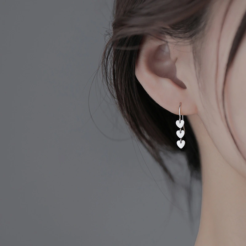 Love Heart-shaped Tassel Earrings New Women's Ins