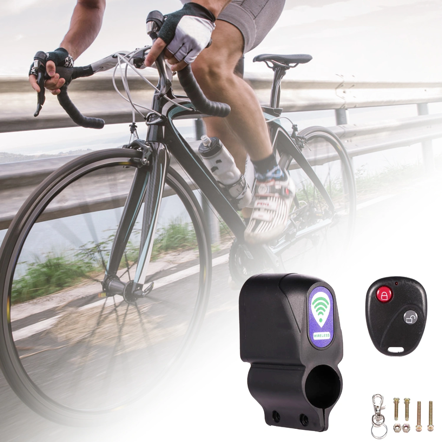 Bicycle Alarm Lock Wireless Anti-theft ABS Remote Control Bike Vibration Alarm for MTB Road Bike