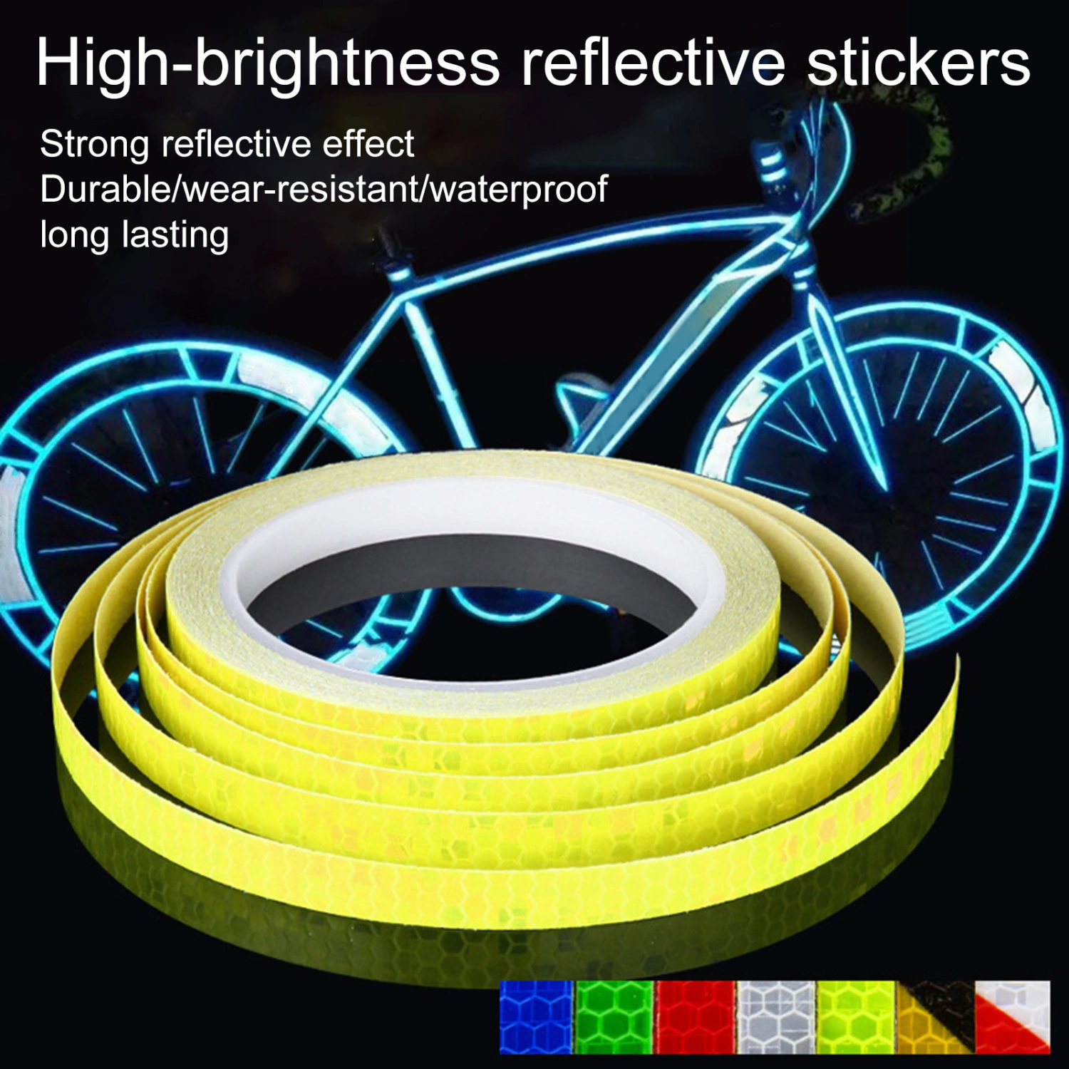 1 Roll Reflective Sticker Self Adhesive Wear Resistant PET Bike Decorative Reflective Sticker for Car