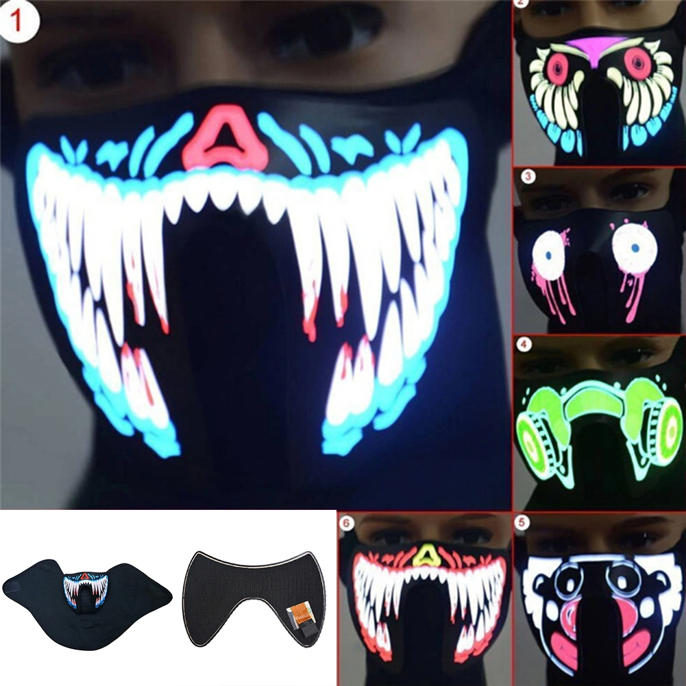 LED Luminous Voice Control Lighting Halloween Cosplay Party Flashing Face Mask
