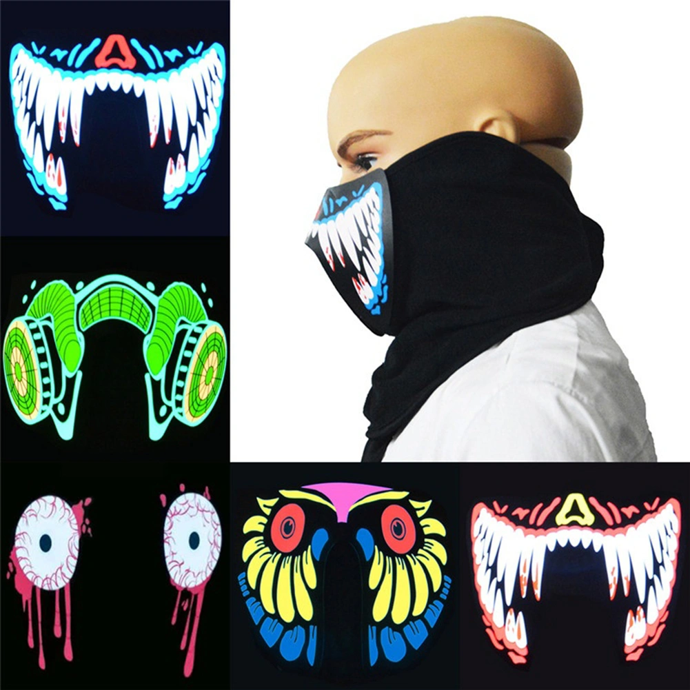 LED Luminous Voice Control Lighting Halloween Cosplay Party Flashing Face Mask