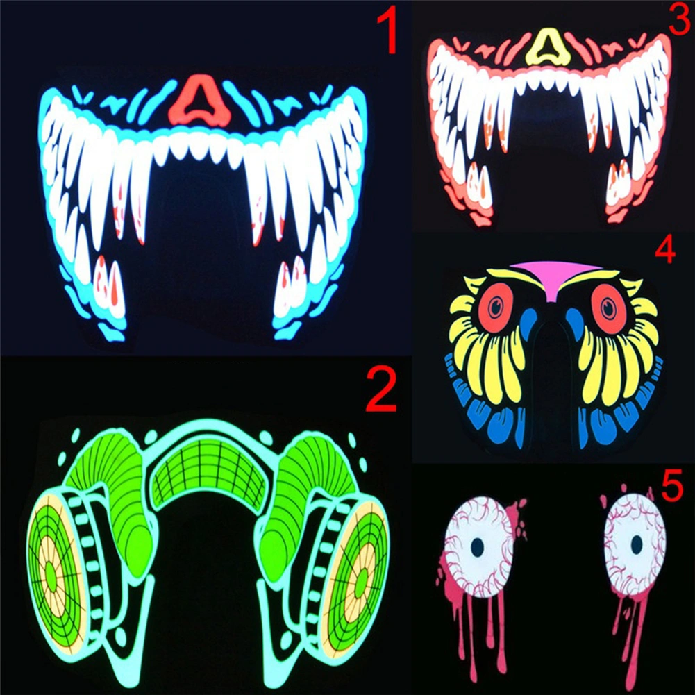 LED Luminous Voice Control Lighting Halloween Cosplay Party Flashing Face Mask
