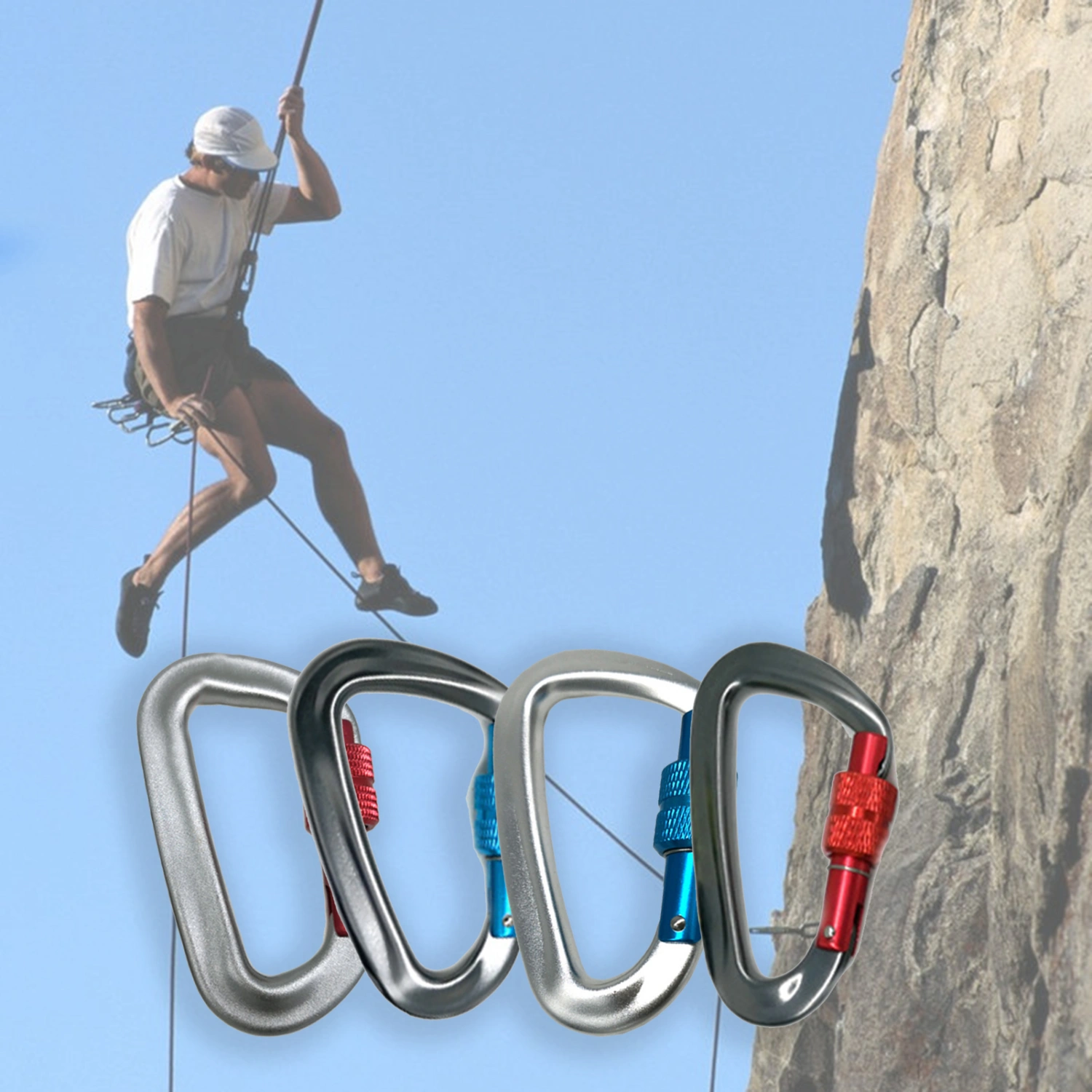 Outdoor D-Shaped Carabiner with Lock Backpack Keychain Safety Hanging Buckle