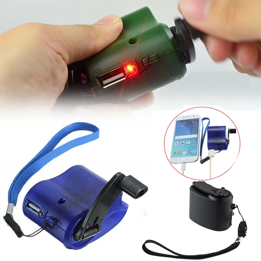 USB Hand Crank Phone Charger Manual Outdoor Hiking Camping Emergency Generator