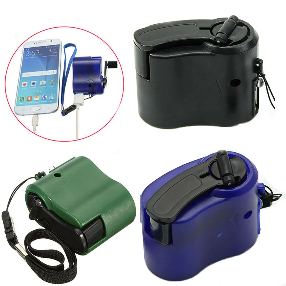USB Hand Crank Phone Charger Manual Outdoor Hiking Camping Emergency Generator