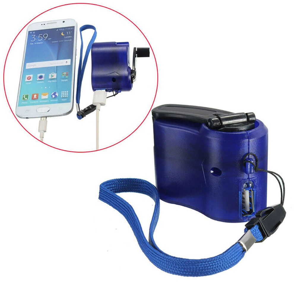 USB Hand Crank Phone Charger Manual Outdoor Hiking Camping Emergency Generator