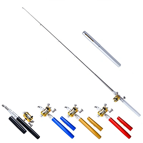 Mini Pocket Portable Aluminum Alloy Telescopic Pen Fishing Rod Pole