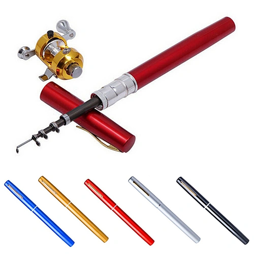 Mini Pocket Portable Aluminum Alloy Telescopic Pen Fishing Rod Pole