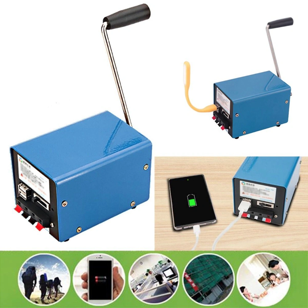 Outdoor Portable Manual Hand-cranked Generator USB Charge Electric Dynamo Power