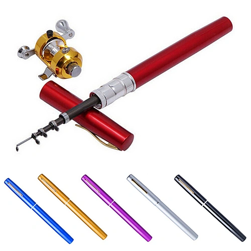 Mini Outdoor Pocket Fish Pen Shape Fishing Rod Aluminum Alloy Fishing Pole
