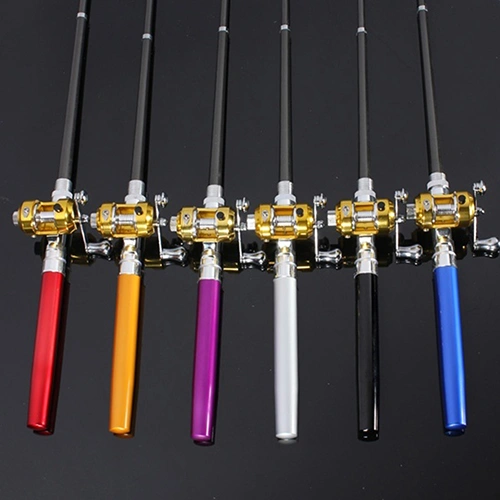 Mini Outdoor Pocket Fish Pen Shape Fishing Rod Aluminum Alloy Fishing Pole