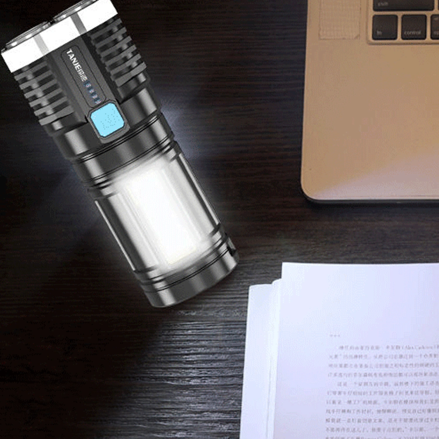ABS Flashlights Rechargeable Waterproof Strong Light LED Flashlights for Camping