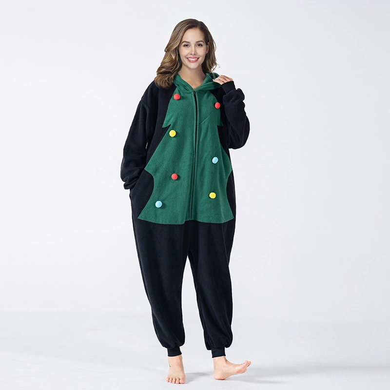 Factory Wholesale Cross-border Polar Fleece Christmas Tree One-piece Pajamas Cartoon Cartoon