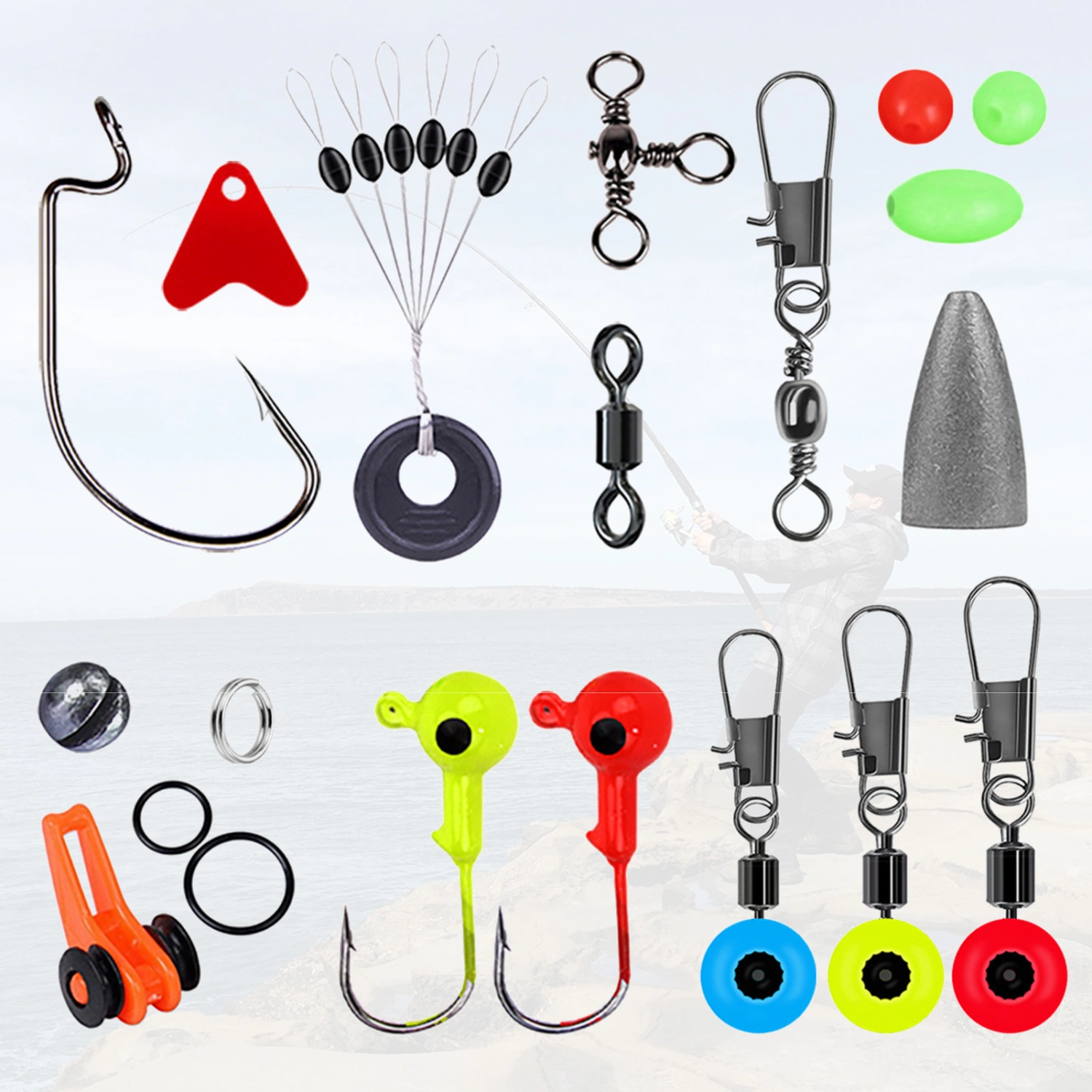205Pcs/Set Fishing Lure Hook Accessory Tackle Set for Angling