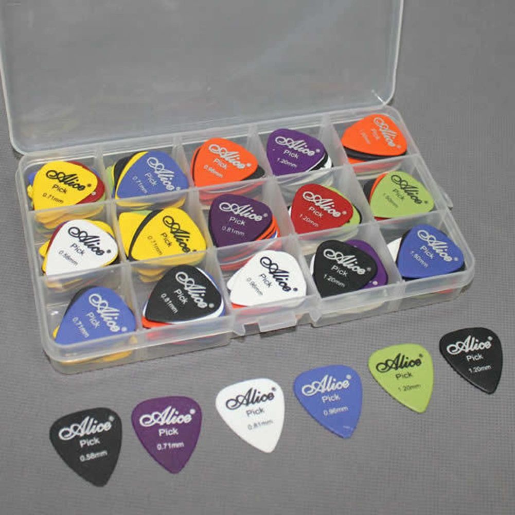 100Pcs Lightweight 6 Thickness Assorted Acoustic Electric Guitar Picks Plectrum
