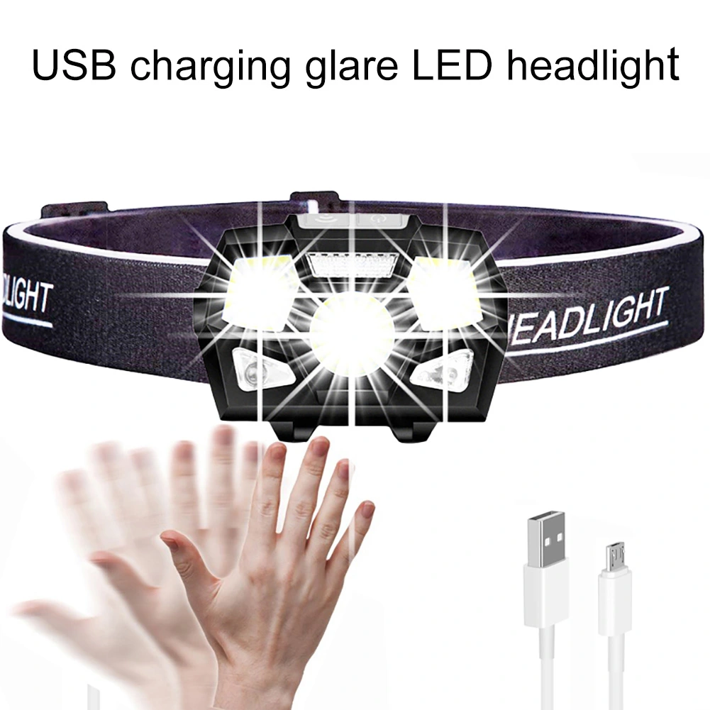 5000LM USB Rechargeable Night Fishing Camping Gesture Sensing LED Headlight Lamp