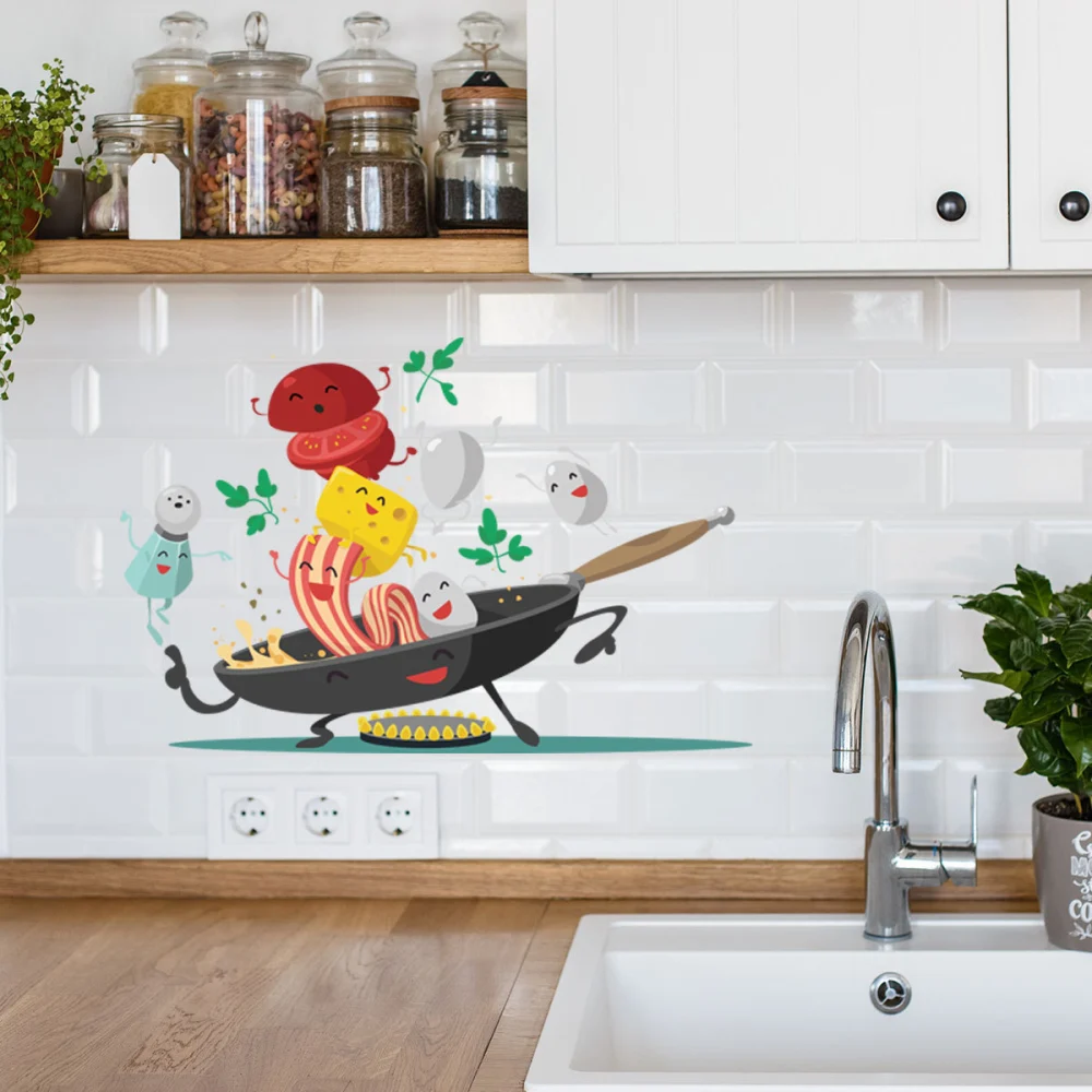 Happy Pan Creative Kitchen Refrigerator Cabinet Wall Stickers