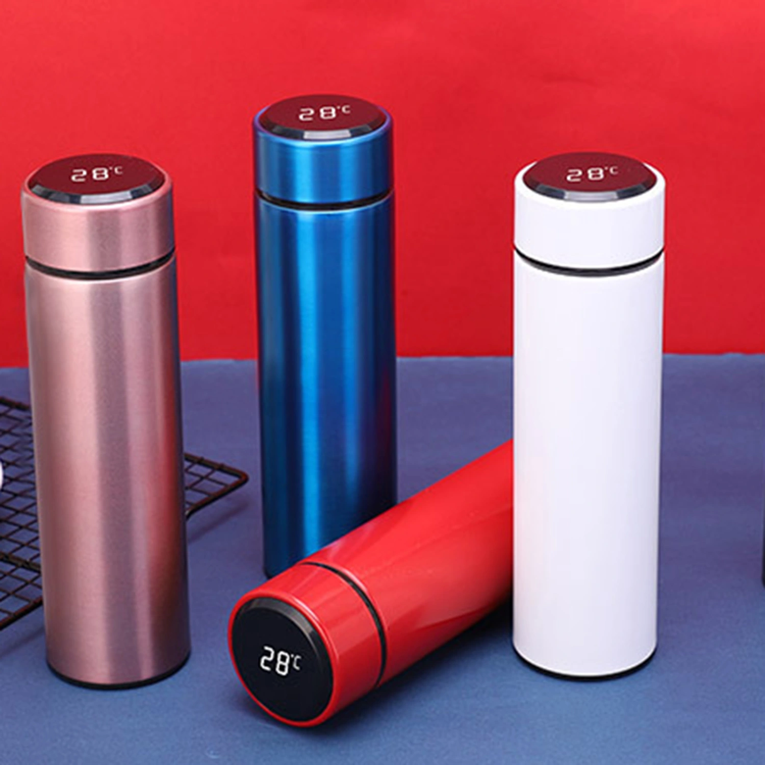 Insulated Water Bottle Intelligent Anti-skid Digital Display Household Wear-resistant Vacuum Thermoses for Car