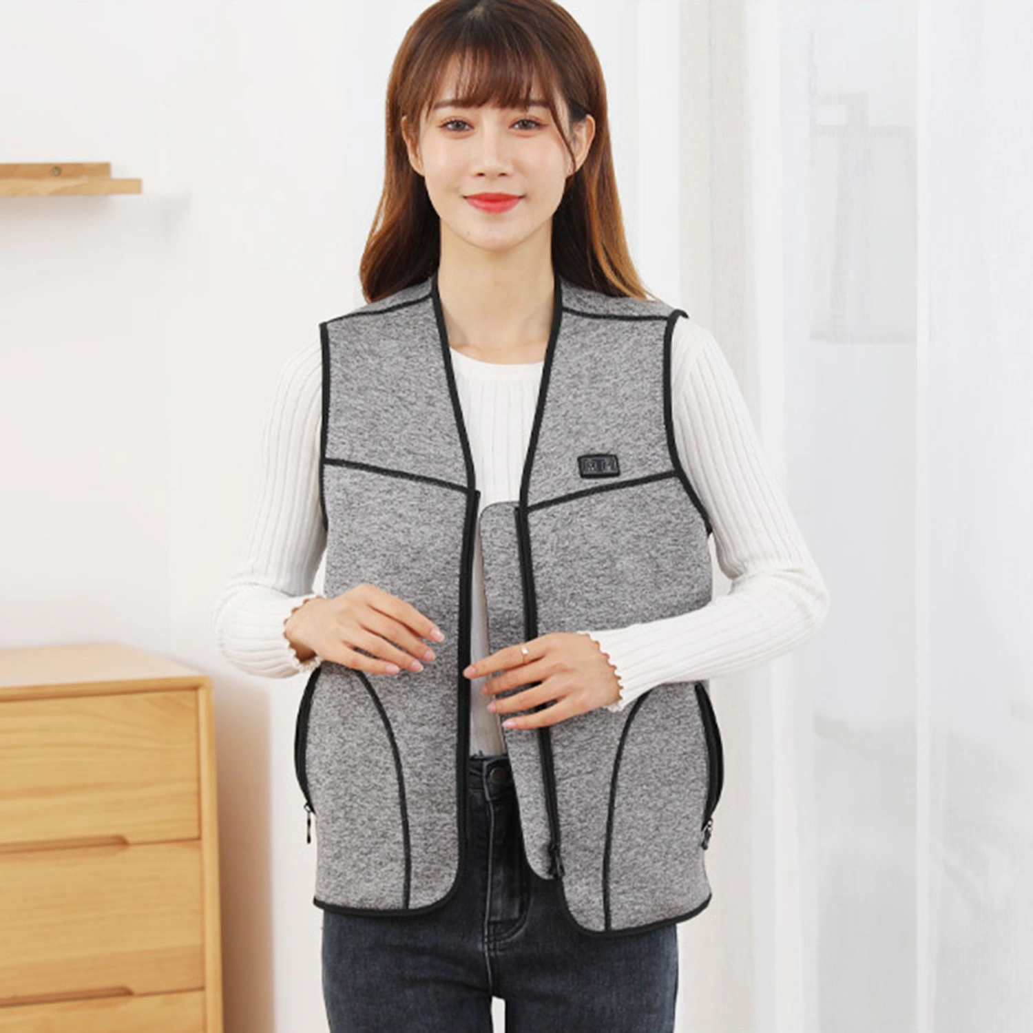 Heated Vest 3 Heating Levels Zipper Closure Energy-saving Winter Electric Heated Jacket for Outing