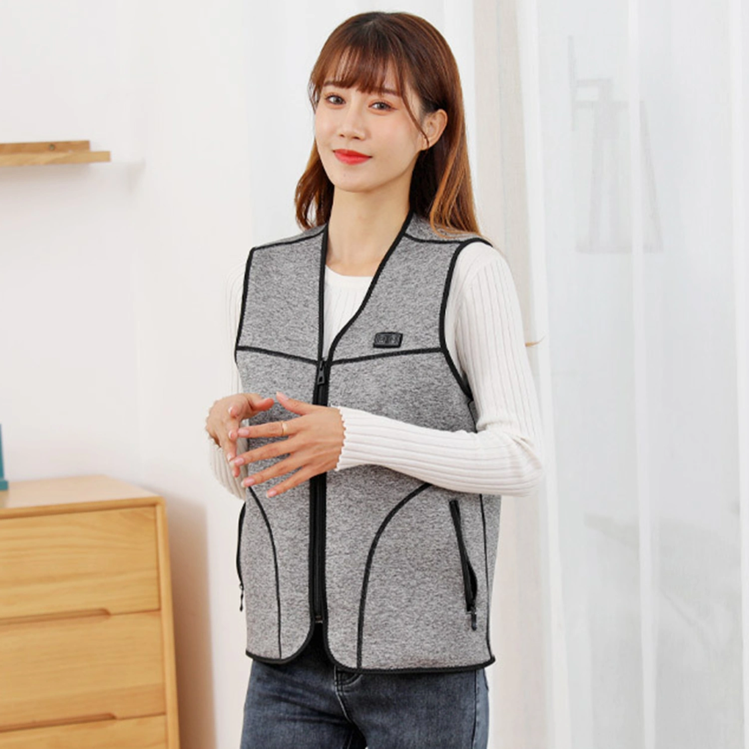 Heated Vest 3 Heating Levels Zipper Closure Energy-saving Winter Electric Heated Jacket for Outing
