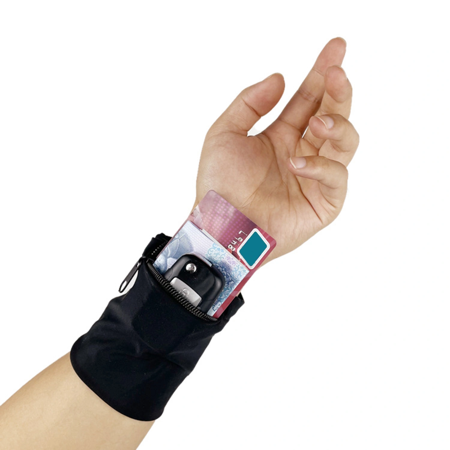Wrist Wallet Breathable Sweat Absorption Sport Supplies Phone Coin Keys Storage Wrist Sweatbands for Running