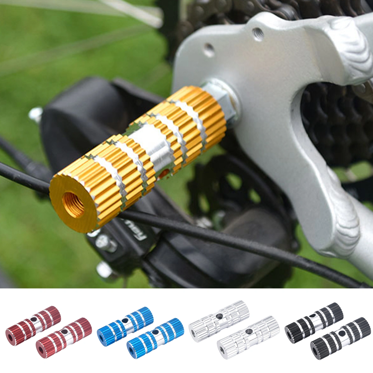 1 Pair Anti-slip Groove Strong Load-bearing High Hardness Bike Rear Pedals Aluminum Foot Rest Pegs Bike Accessories