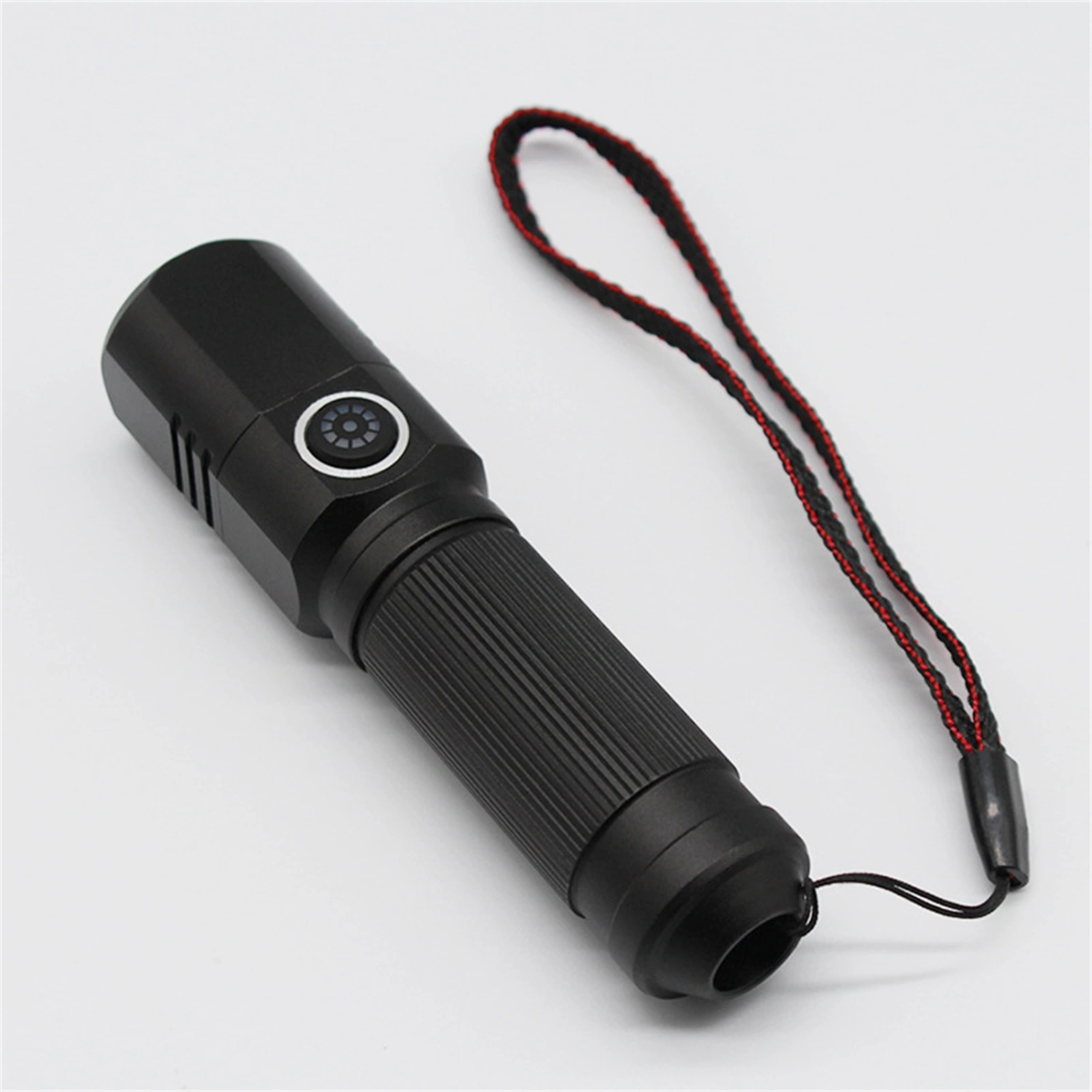 P50 Outdoor Flashlight Telescopic Zoom Waterproof USB Charging Multifunctional Illumination Aluminum Alloy Strong Light Portable LED Torch for Camping