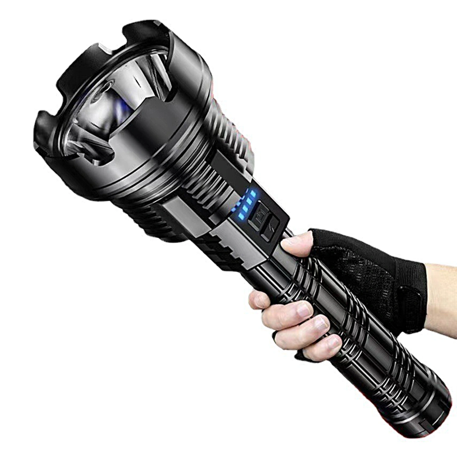 Handheld Flashlight High Brightness Long Standby Time Digital Display Strong Light Emergency Light for Camping 