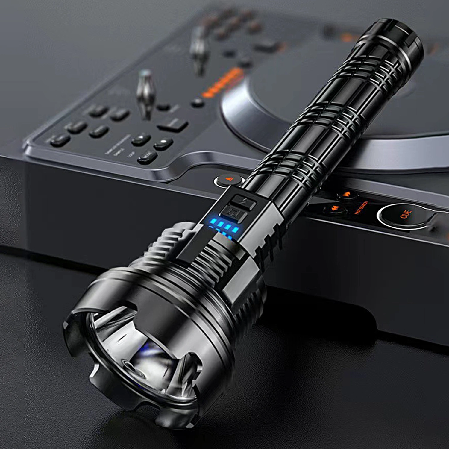 Handheld Flashlight High Brightness Long Standby Time Digital Display Strong Light Emergency Light for Camping 