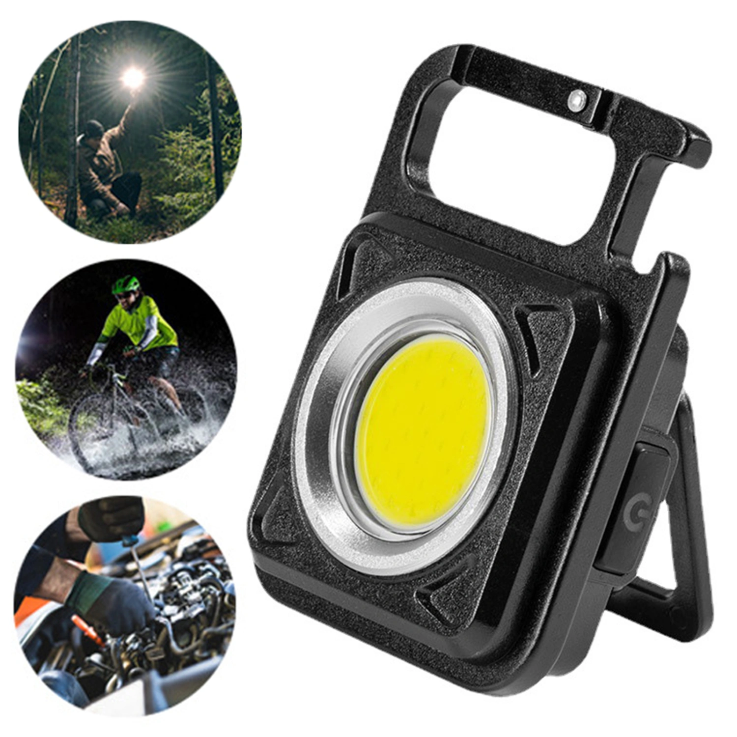 Camping Light Multifunctional Portable Rechargeable Adjustable Strong Magnetic Bottle Opener Lightweight Super Bright COB Keychain Outdoor Lamp Camping Supplies