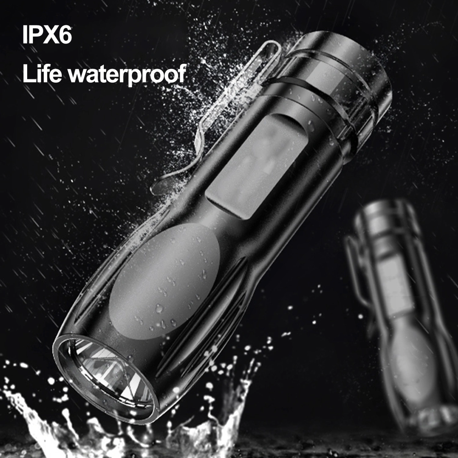 1 Set Camping Flashlight with Pen Clip USB Charging Outdoor Hiking Mini Hand Torch Emergency Light Tent Equipment