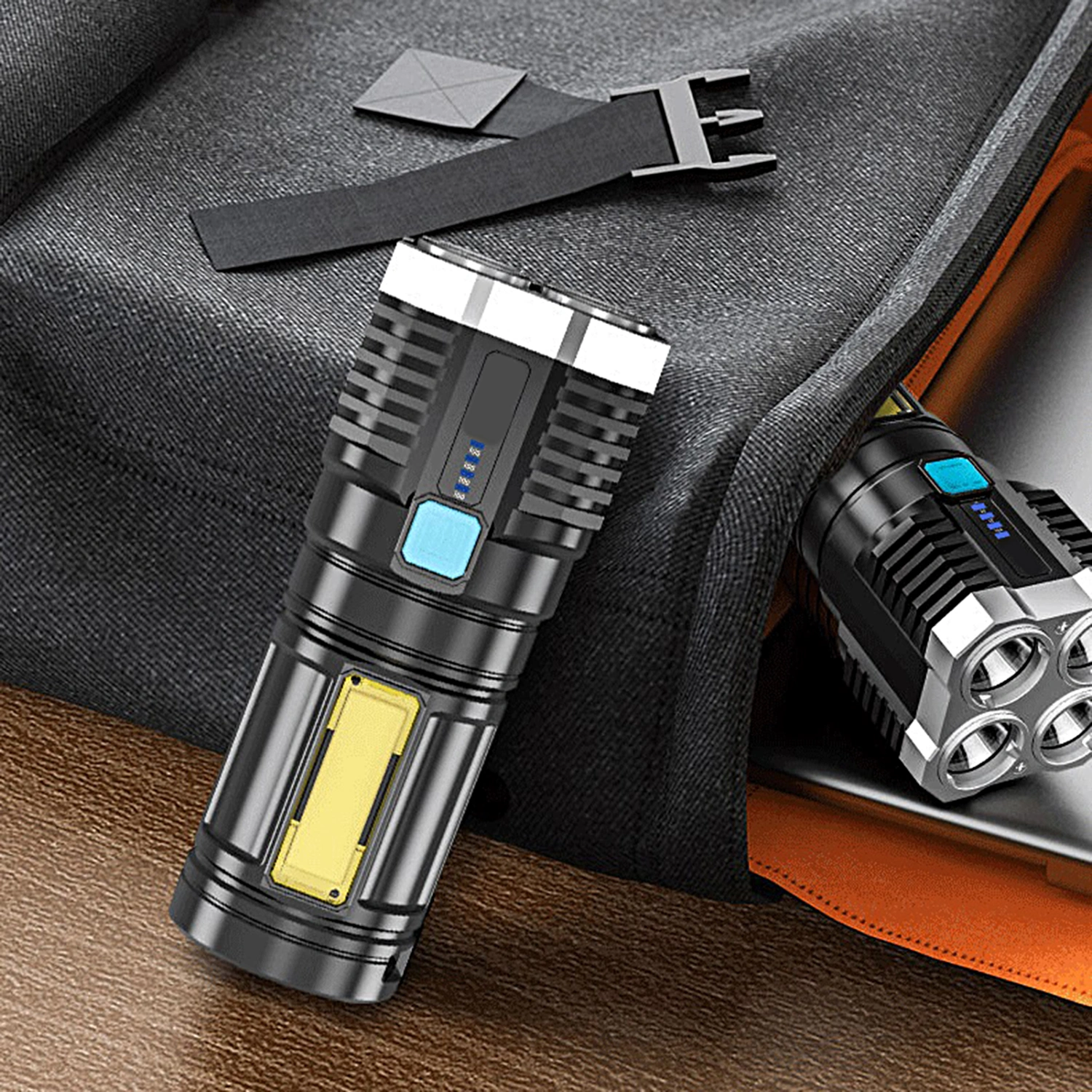 Powerful LED Flashlight USB Rechargeable Ultra Bright Waterproof Portable Torchlight Outdoor Flashlight with COB Side Light Camping Accessories