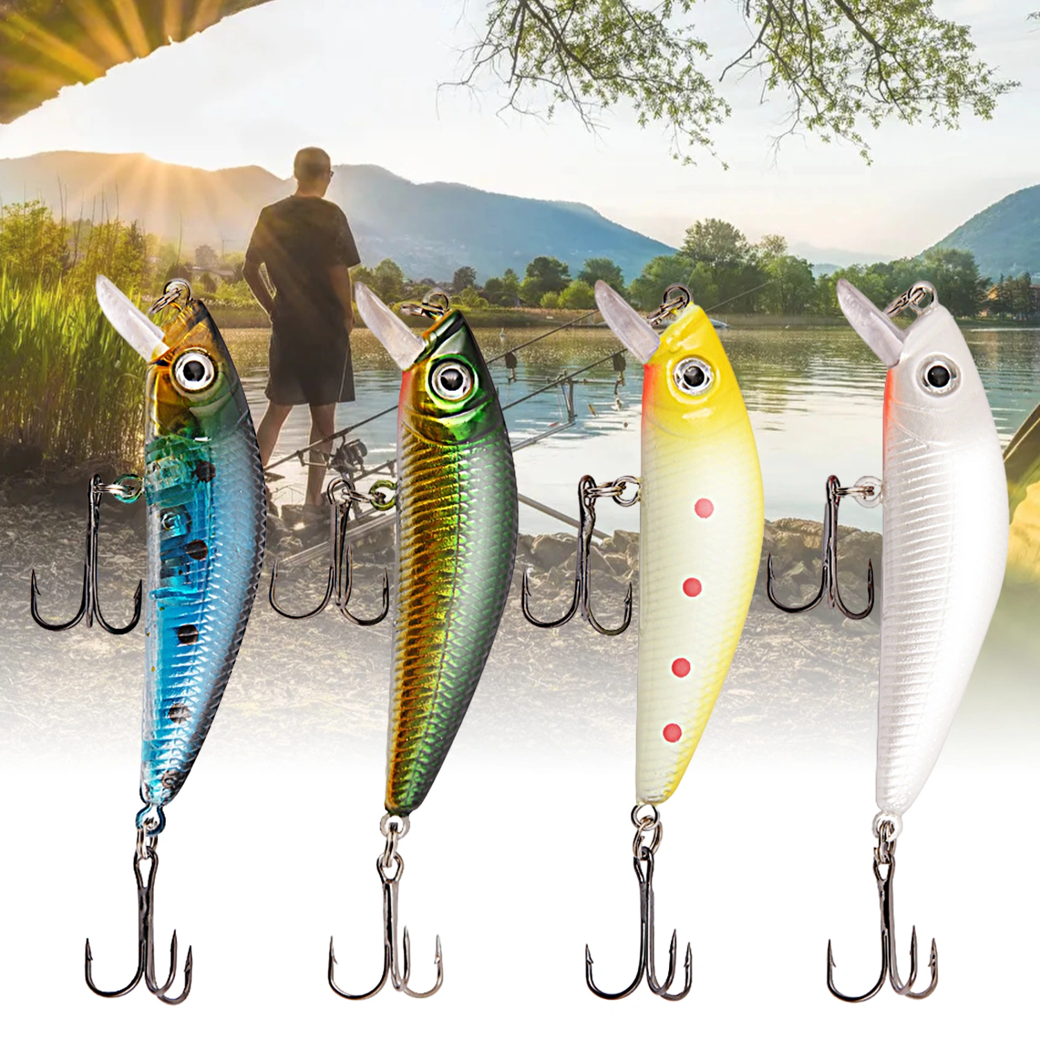 9.5cm/8g Fishing Bait Realistic Sharp Hooks 3D Eyes Sinking Minnow Wobblers Lure Bait Crankbait for Outdoor 