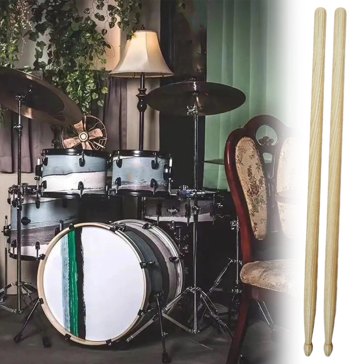 1 Pair Instrument Drumstick Durable Exquisite Solid Color Ani-slip Anti-deform Smooth Surface Strong Toughness Anti-break Handhold Drumstick Drum Kit