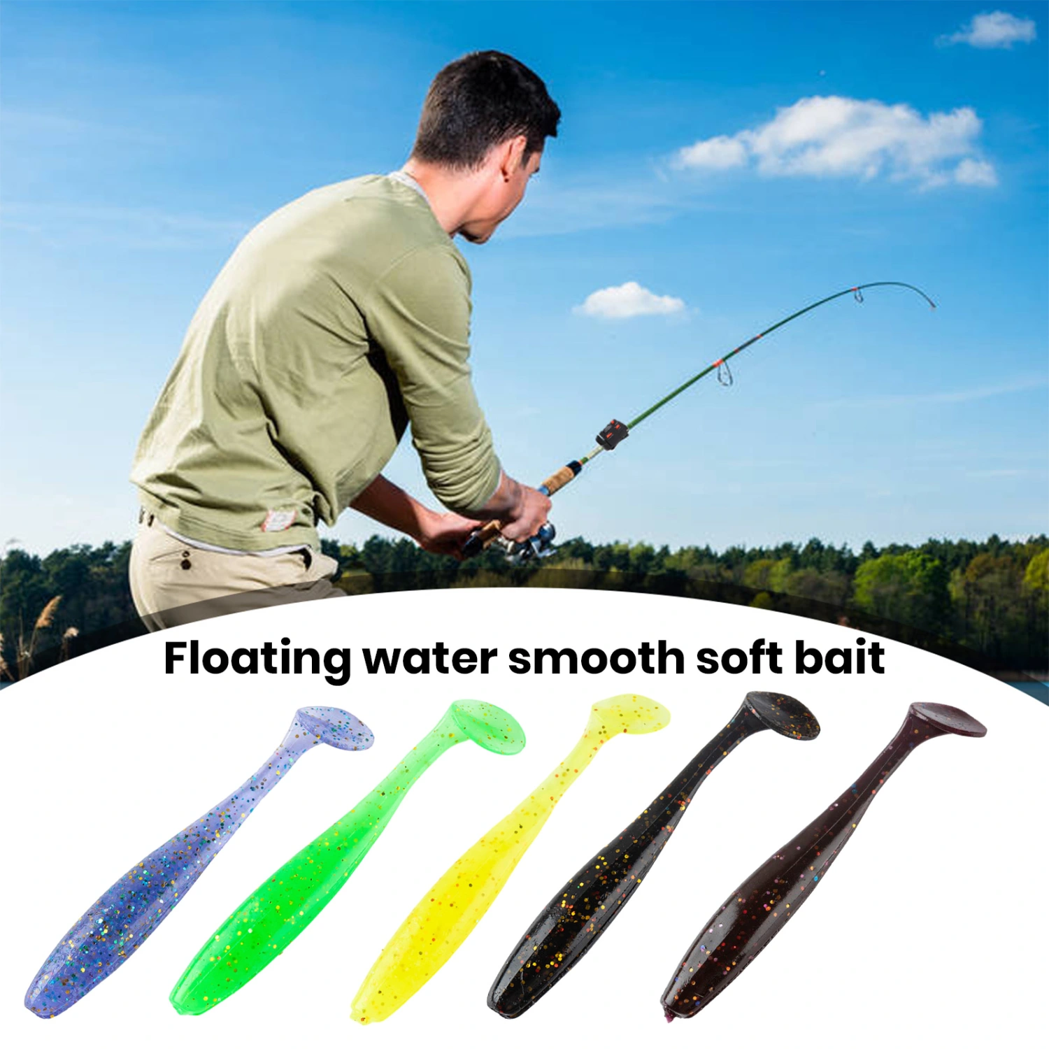 12Pcs Lure Soft Baits Simulation T-Tail Swimbait Professional Fishing Reusable Floating Bait Pike Bass Fishing Lures Fishing Tackle