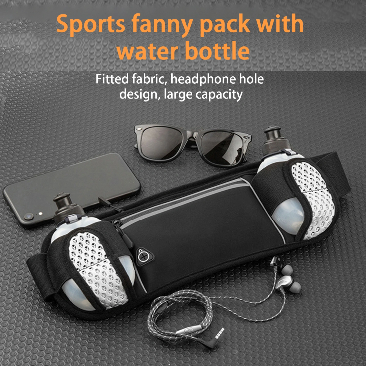 Fanny Pack Reflective Strip Zipper Closure Hidden Headphone Hole Waterproof Breathable Phone Belt Bag Fitness Equipment
