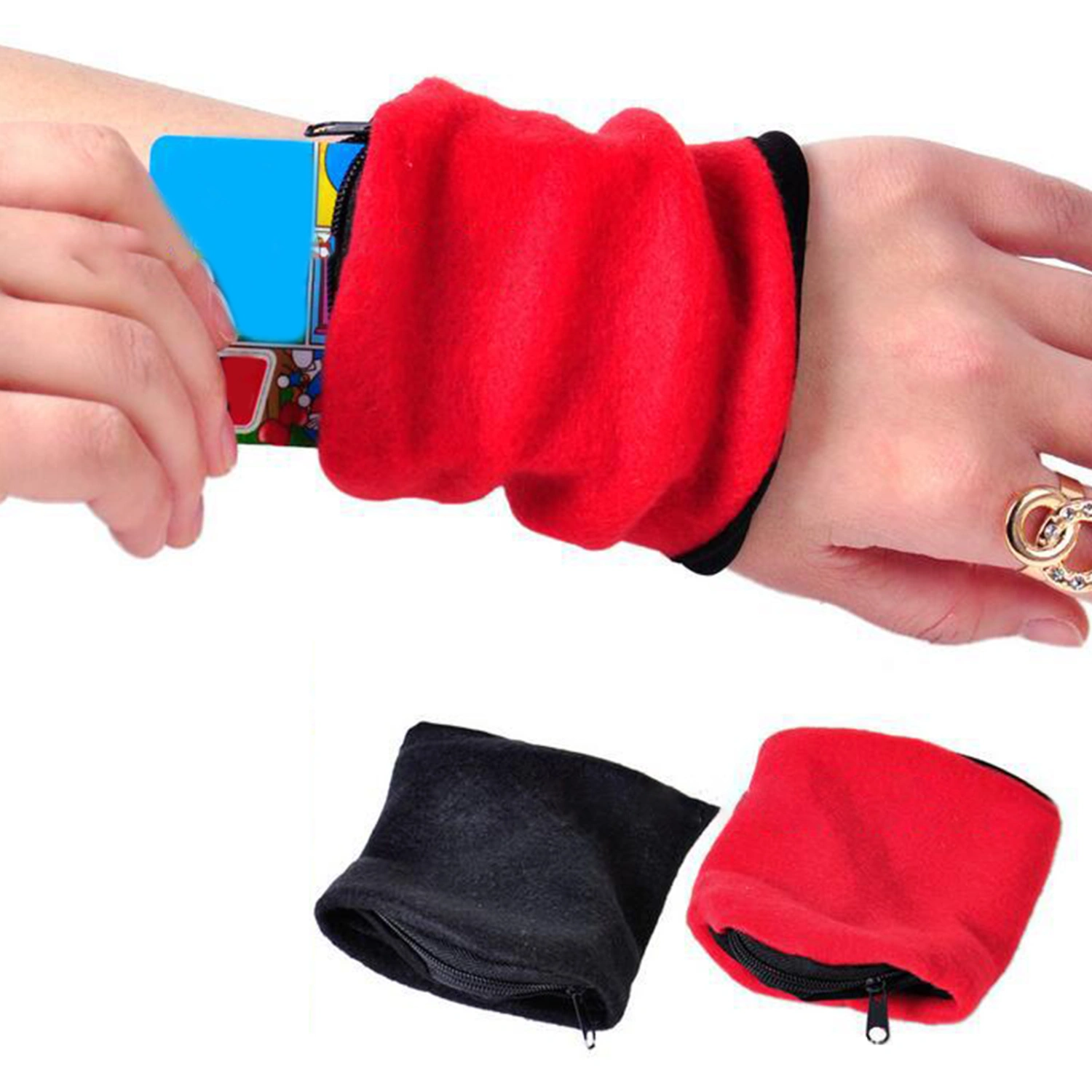 Wrist Wallet Sweat Absorption Multifunctional Comfortable Anti-skid Superior Comfort Storage Wear-resistant Zipper Workout Wallet Gym Wrist Bag for Outdoor