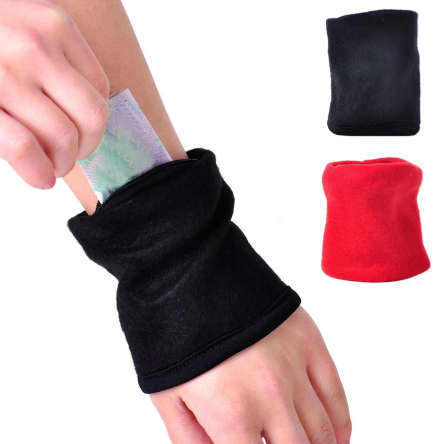 Wrist Wallet Sweat Absorption Multifunctional Comfortable Anti-skid Superior Comfort Storage Wear-resistant Zipper Workout Wallet Gym Wrist Bag for Outdoor