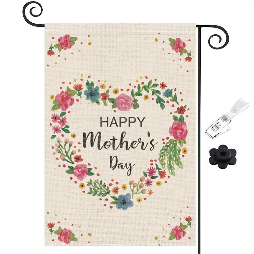 Happy Mothers Day Burlap Garden Flag Vertical Double Sided Flag Farmhouse Décor Rustic Seasonal Holiday 12x18 inch,,Style 05