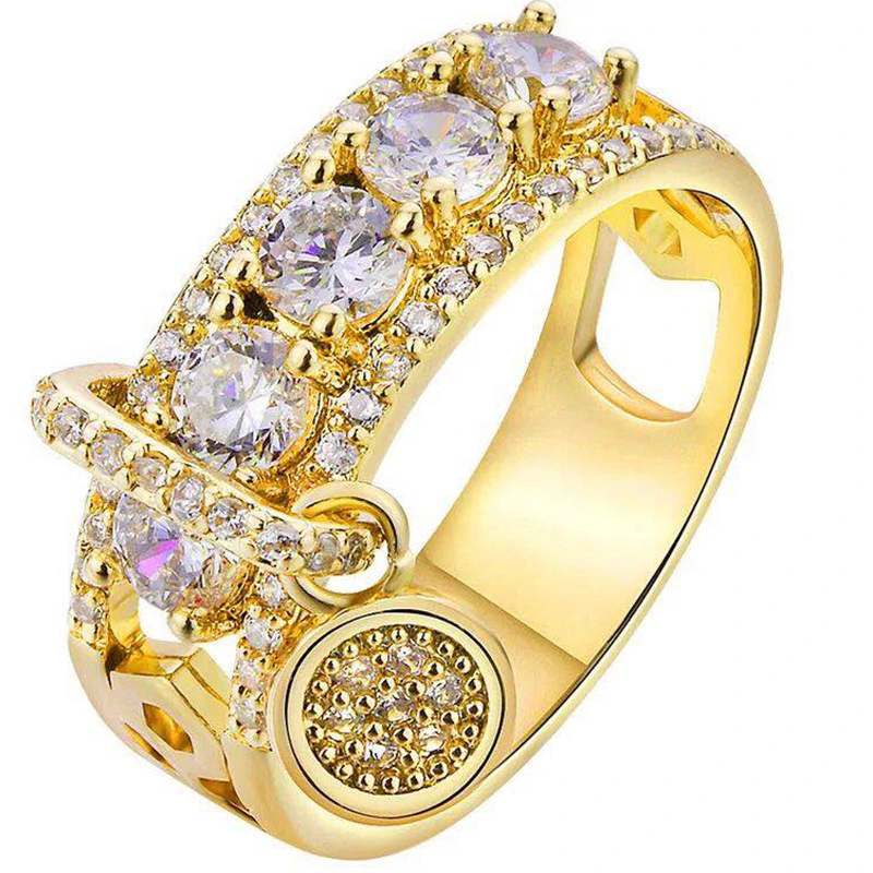 Fashion light luxury full diamond hollow disc ring for women