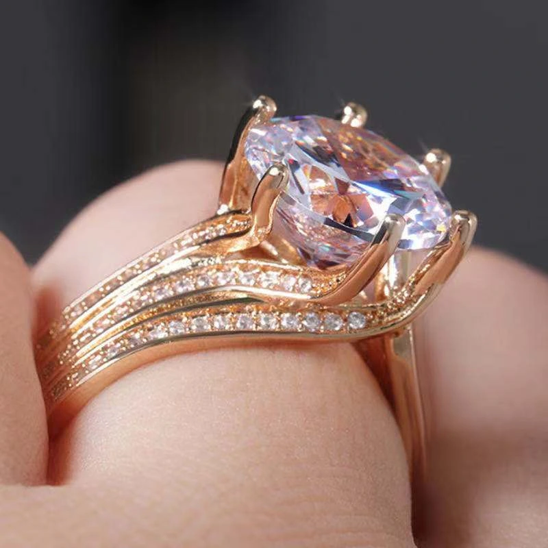 New light luxury diamond white zircon ring