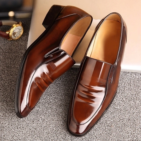 Mens Shoes Leather Shoes High Quality Genuine Leather Business Dress Shoes British Style Oxfords Shoes Wedding Shoes Big Size 38-48 Chaussure Homme Cuir