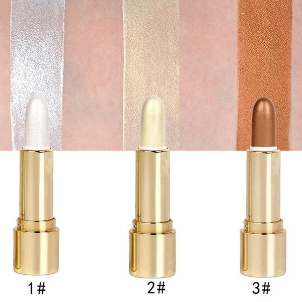 3 Colors Brighten Highlighter Bar Cosmetic Face Contour Bronzer Shimmer Highlighter Stick Gold Glow Kit Concealer Cream